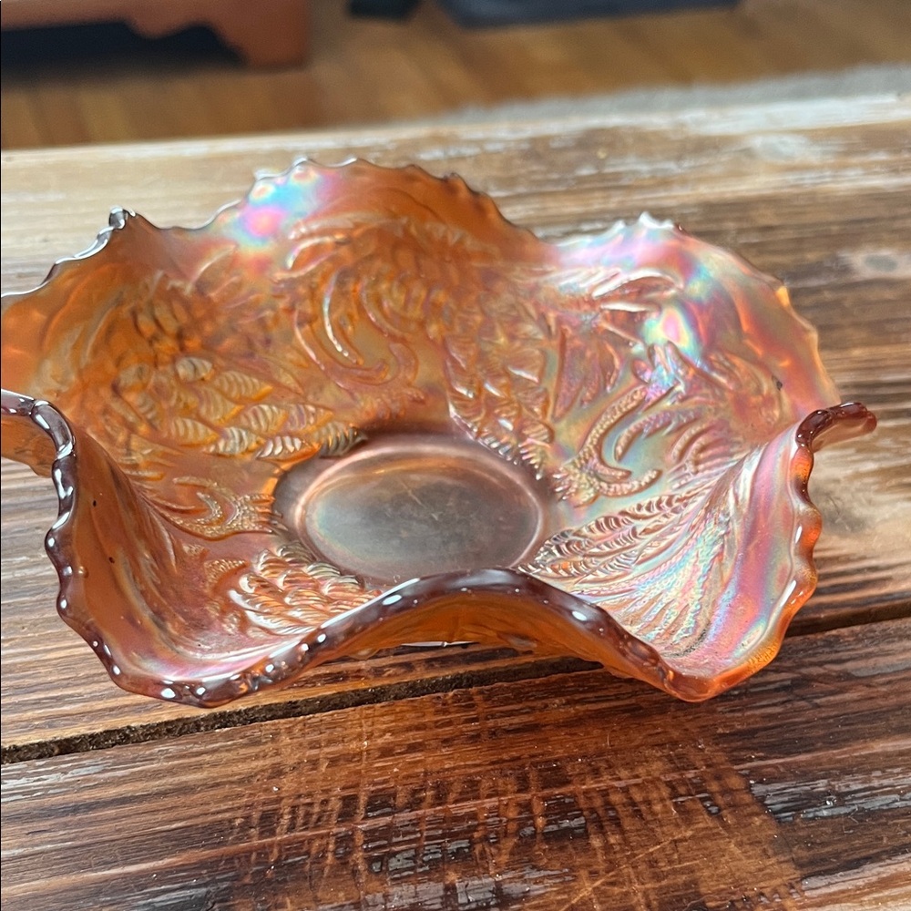 Vintage Fenton Carnival Glass Marigold Pine Cone Pattern 6" Bowl